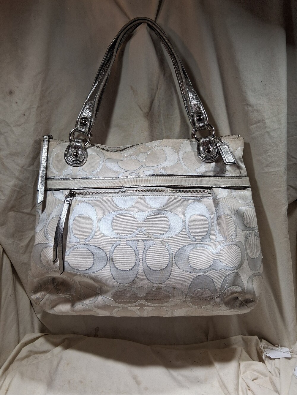 Coach signature poppy sateen tote